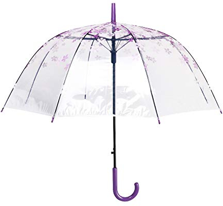 Lanker Transparent Parapluie, Bulle Dôme À Bulles Cage À Oiseaux Bâton Parapluie Coupe-Vent Moitié Automatique Pliable pour Femmes Enfants De Mariage Voyage Party Camping Home Décoration Parapluie