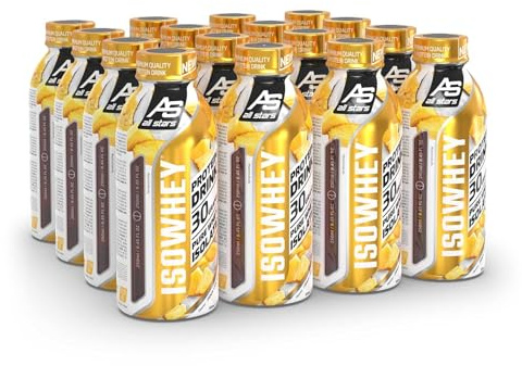 ALL STARS Isowhey Pure High Protein Drink Fertig-Getränk 16 x 500ml Pina Colada - Kalorienarmes & zuckerfreies Sport-Getränk mit 30000mg Wheyprotein-Isolat, Bis zu 7470mg BCAAs