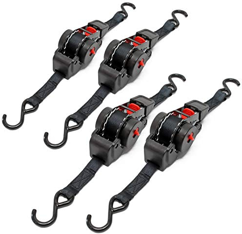 4X Sangles d'arrimage Automatique 100 daN Charge de Traction LGF 0,2 m LGL 1,8m PES Courroie Crochet