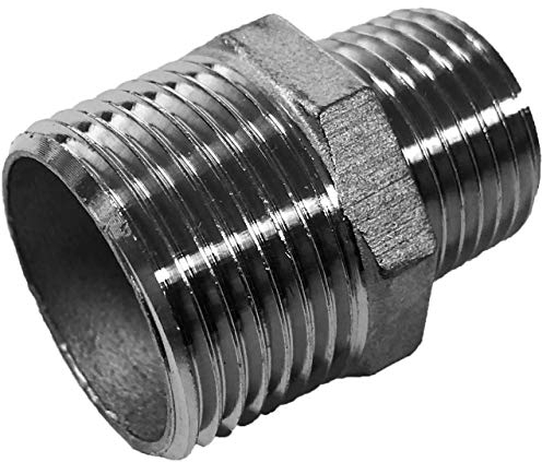 MegaHaustechnik Reduzier Nippel aus V4A Edelstahl mit Außengewinde AG x AG 1/2 x 1/4 Zoll reduziert Gewinde Fitting Trinkwasser Verschraubung Verbinder Reduzierung Stück Rohr Adapter Übergang