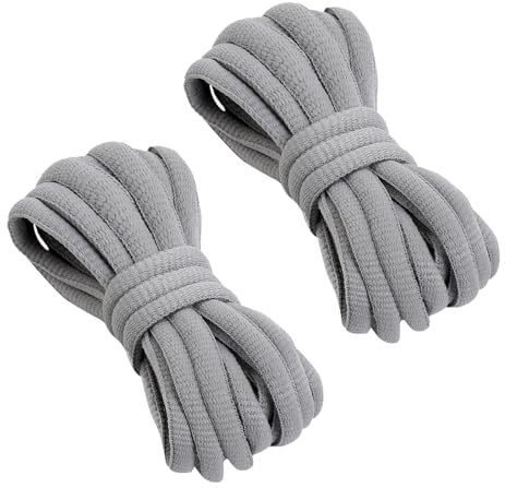 VSUDO 120 cm Hellgraue Ovale Sportschuhe - Schnürsenkel für Laufschuhe, Basketballschuhe und Turnschuhe (1 Paar - Hellgrau - 120 cm)