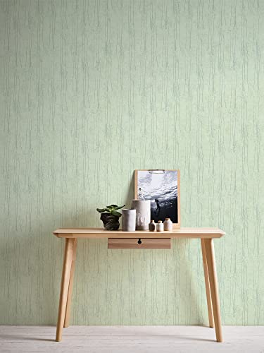 Skandinavisk pampasgräs-tapet, hygge grön A.S. Création, svensk fleecetapet mint 386144 10,05 x 0,53 m, tillverkad i Tyskland