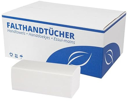 Falthandtücher Weiß Premium | 3.200 Blatt | Zellstoff 2-lagig 23 x 21 cm | ZZ/V-Falz Papierhandtücher geeignet für Handtuchspender | Ideal für Gastronomie, Krankenhäuser, Praxen