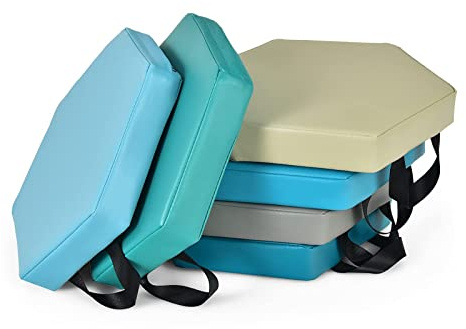 RELAX4LIFE Set di 6 Cuscini da Terra, Cuscini per Sedie Accoglienti con 6 Colori, Spugna Idrorepellente e Rivestimento in PU, Cuscini per Sedie Lavabili con Cerniere (Morandi)