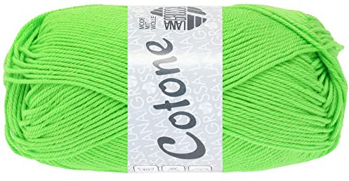 LANA GROSSA Cotone Neon | Baumwollbasicgarn | Handstrickgarn aus 100% Baumwolle | 50g Wolle zum Stricken & Häkeln | 125m Garn FB 217