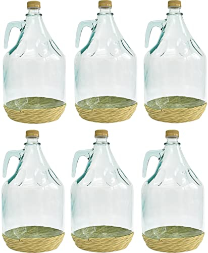 3L Glasballon mit Korb/Weinballon Glas Flasche Wasserflasche GÄRBALLON GLASFLASCHE (6X 3L Glasflasche)