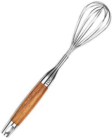 Hand Tools Egg Whisk Mixer Wood Whisk Non Stick, Stainless Steel Wooden Handle, Balloon Egg for Cooking and Baking with Wooden Handle 12 Inch