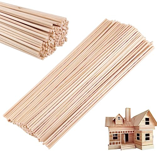 Fyihoxi 150 stycken trästavar för pyssel, 300 x 3 mm runda träpinnar, runda trä för pyssel för gör-det-själv hantverk, konst, hantverk, gör-det-själv, fotorekvisita