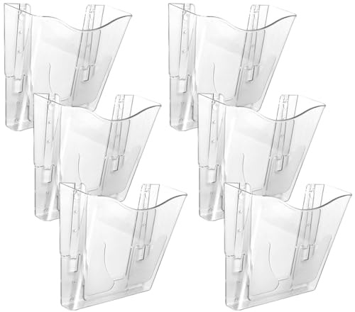 Deflecto Lot de 6 porte-documents muraux A4 fumés - Support de panneau A4 - Porte-brochures A4 - Porte-lettres mural - Présentoir de dépliants - Porte-affiches A4 - Porte-menu A4