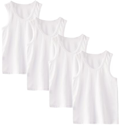Tolmaiertu Pack de 4 Camisetas de Tirantes para niño, Camisetas sin Mangas de algodón Suave para niños,Camiseta Sport,2-10 Años