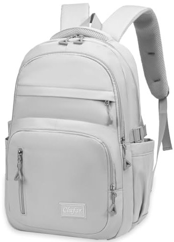 Clufar Schulrucksack Jungen Teenager Groß Schulranzen Jungen 5 Klasse Leicht Wasserdicht Laptop Rucksack Schule Schultasche School Bag Schulrucksäcke Damen Multi-Tasche Travel College Grey
