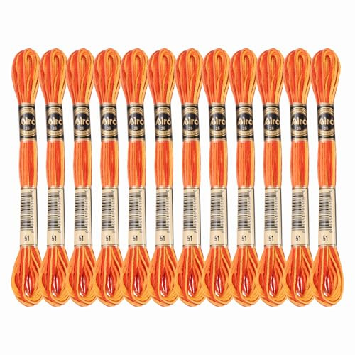 PATIKIL 12 Madejas De Hilo De Bordar, Hilos De Bordar De Poliéster Para Pulseras De Bordado A Mano Y Punto De Cruz, Naranja
