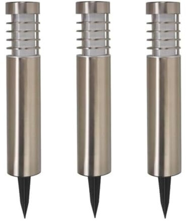 Marco Paul Set of 3 Orion Garden Lights Solar Powered Stainless Steel Outdoor Lighting 20L Large Bollard Solar Lights Outdoor Garden Waterproof Ideal for Flowerbeds Borders Driveway Pathway Lighting