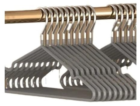 Confezione da 10 grucce in metallo antiscivolo, salvaspazio, sottili, per abbigliamento, resistenti ed eleganti, grucce in filo grigio per l'organizzazione dell'armadio