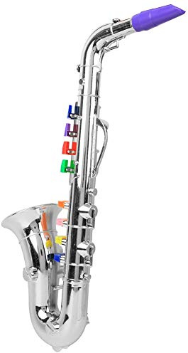 RASTKY Mini Sassofono Giocattolo per Bambini con 8 Tasti di Nota Che Producono un Vero Suono di Sassofono, Materiale Plastico Non Tossico, per Bambini, Argento, 1 Pezzo (SILVER)