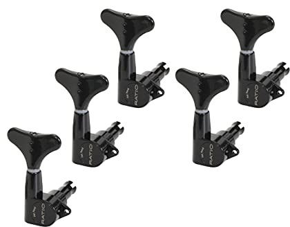 GraphTech PRB-5500-B0 Ratio Bass Machine Heads med Y-Style Button – 5-sträng, 5-i-linje, bassida (vänster) – svart