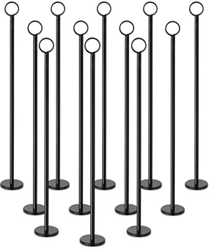New Star Foodservice Ring-Clip Table Number Holder / Place Card Stand, 18 Inch, Black Finish, Set of 12