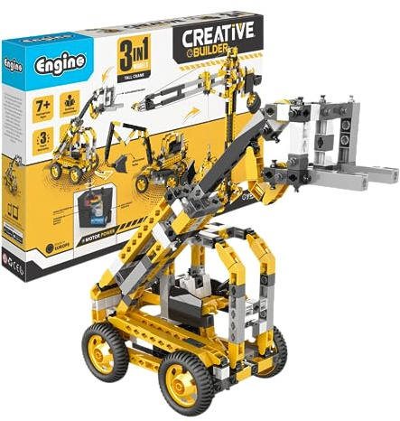Engino Creative Builder, Motorized Tall Crane, Building Toys for Kids 7+, Learning & Education Toys, STEM Kit, Creative STEM Projects, Engineering Kit, Gifts for Boys & Girls