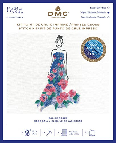 DMC Stitch Kit Rose Ball, Includes Embroidery Threads, Needle, Canvas Aida and Instructions