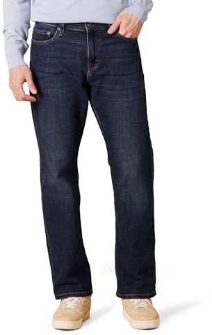 Amazon Essentials Men's Straight-Fit Bootcut Jeans - Discontinued Colours, Dark Blue Vintage, 34W / 30L