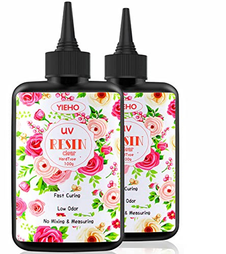 YIEHO Resina UV-200g Aggiornato Chiaro Duro UV che Indurisce Resina Epossidica Starter Supplies per la Creazione di Gioielli Artigianali