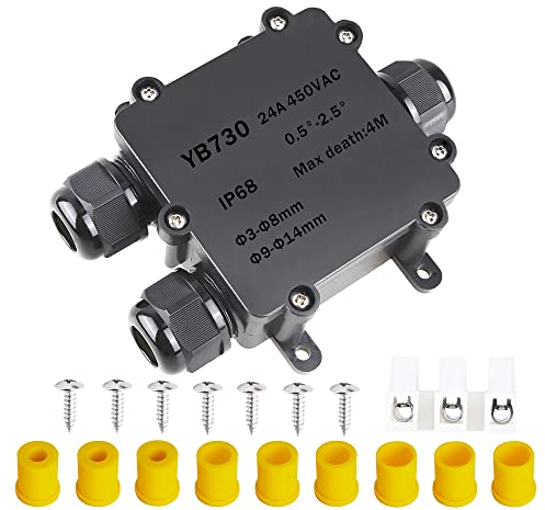 Elezenioc Abzweigdose Wasserdicht IP68, 3 Wege Verteilerdose Außen Wasserdicht, Kabelverbinder Aussen, Elektrischer Außenverteilerdose, Erdkabel Klemmdose, 4mm-12mm(3 Wege)