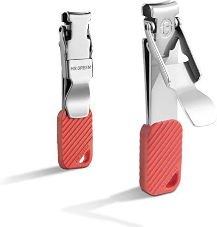 MR.GREEN Compact Nail Clippers Foldable Nail Cutters Manicure Tools Portable Fingernail Clipper with Key Chain Nail Scissors (Red)
