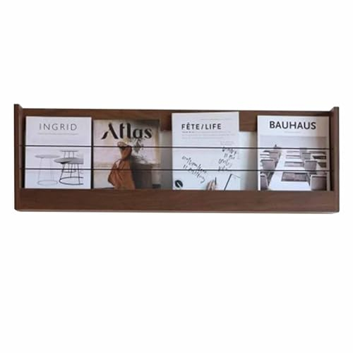 Prospektständer Prospektständer für Die Wand, Hängende Bücherregale aus Holz mit Elastischer Kordel Gegen Absturz, Literaturaktenständer für das Schlafzimmer zu Hause ( Color : Brown , Size : 94cm/37