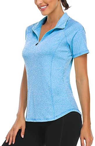 Syphiby Ladies Short Sleeve Golf Sport Gym Tops Clothing Women Polo Shirts