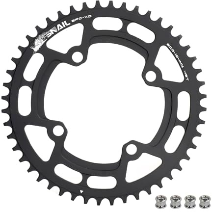 BESNIN Bike Chainring 104 BCD 30T 32T 34T 36T 38T 40T 42T 44T 46T 48T 50T 52T Round Narrow Wide Single Chain Ring for 7 8 9 10 11 12 Speed MTB BMX Road Bike (Black, 48T Round)