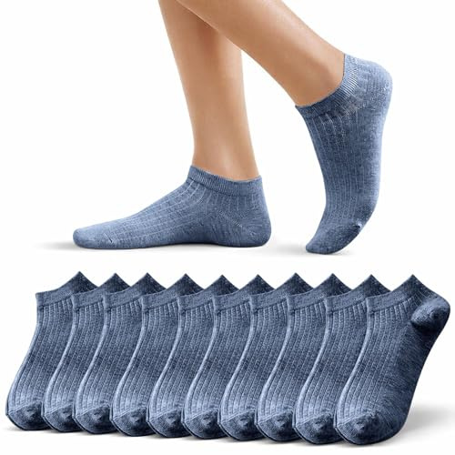 Chaussettes Basses Femme Unies Coton Douces Respirantes Chaussettes Invisibles Anti-transpiration Anti-odeurs Sans Coutures Socquettes Quotidiennes et Sport Taille 37-42 Pour Femmes Lot de 10 Paires