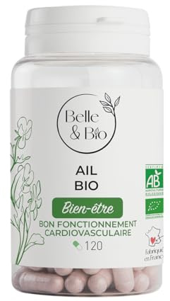 SANTÉ CARDIAQUE & LUTTE CONTRE LE CHOLESTÉROL - Ail Bio certifié Ecocert - 120 gélules - Cure 1 mois - Fabriqué en France