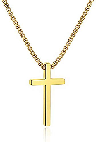 M MOOHAM Cross Necklace for Men Women - Cross Pendant Cross Chain 18 Inch Jewelry Gifts, 14k Gold Plated Cross Necklaces for Women Trendy, Christian Religious Gifts