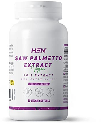 HSN Saw Palmetto 320mg - Serenoa repens – 100% Extracto de Baya | 30 Perlas Vegetales - 85% Ácidos Grasos (Ácido Oleico y Ácido laurico) - 20x Veces Más Concentrado | No-GMO, Vegano, Sin Gluten
