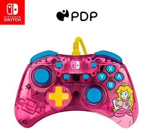 Pdp Rock Candy Filaire Gaming Switch Pro Manette - Official License Nintendo - Oled / Lite Compatible - Compact, durable Travel Manette - Peach