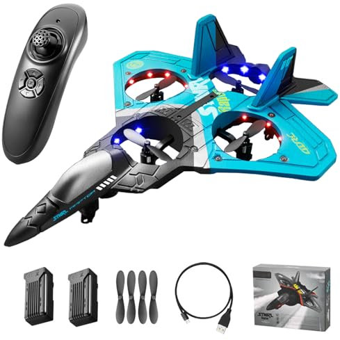 Goolsky RC Airplane Planes, Easy to Fly Remote Control Plane for Adult Kids 2.4GHz 6CH EPP RC Plane 4 Motor RC Aircraft Toys with Gravity Sensing/Stunt Roll/Cool Light/2 Batteries