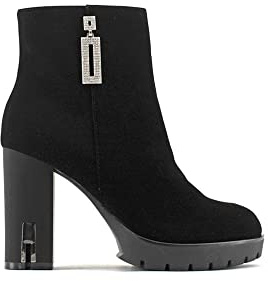 MODELISA - Botín Tacón Ancho Con Plataforma Alto Para Vestir Mujer (Negro, numeric_38)