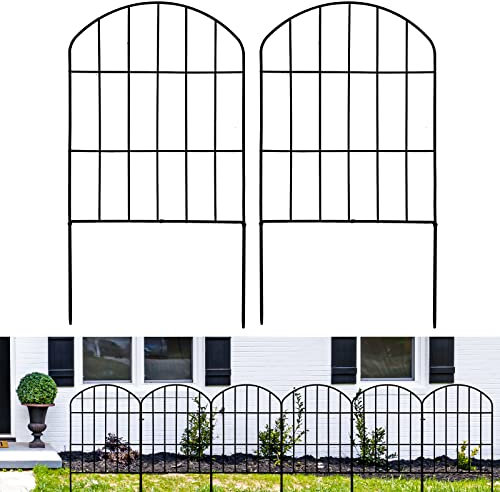 Lot de 10 clôtures de jardin, 3 m (L) x 61 cm (H), panneaux de clôture sans creuser les animaux,clôture décorative en fil métallique antirouille clôture