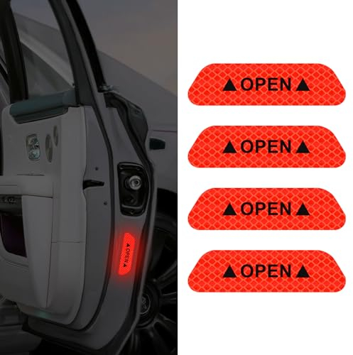deemars 4PCS Auto Tür offen Warnung reflektierende Aufkleber, Nacht Sicherheit Aufkleber, Anti-Kollisions-Schutzstreifen Band, Fahrzeug Dekorative Aufkleber Zubehör Universal für LKW (Orange)