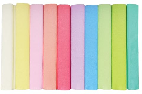 Interdruk Krepppapierrollen 10er Pack - 25 x 200 cm - 10 Pastell Farben