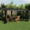 Amorsee Pérgola de Jardín con Techo y Malla, Pérgola de Aluminio 4x3 m, Cenador de Jardín con Techo Retráctil, Poliéster Resistente al Agua y a UV para Patio Terraza Exterior Antracita