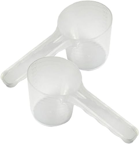 2 cucharas medidoras de plástico de 100 ml para alimentos para mascotas, cucharas medidoras de mango largo, cuchara medidora de detergente para ropa