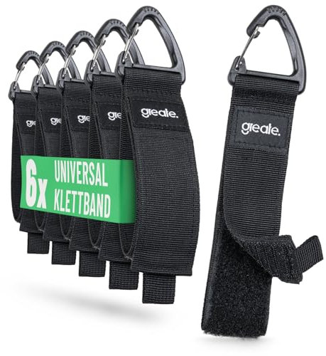 greate Set di 6 cord organizer fino a 22 kg - Fascia con gancio per cavi & tubi - Accessori furgone lavoro, porta fascette da officina, organizer, garage accessori garage, lacci per cavi