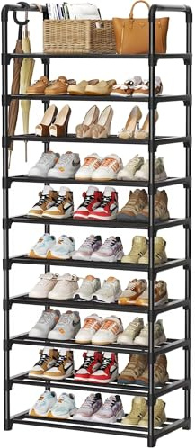 SPUSEN Metal Shoe Rack, 10 Tier Shoe Storage Organizer Fit 30-35 Pairs Shoes,Metal Tall Shoe Shelf for Closet,Entryway,Garage,Bedroom,Cloakroom
