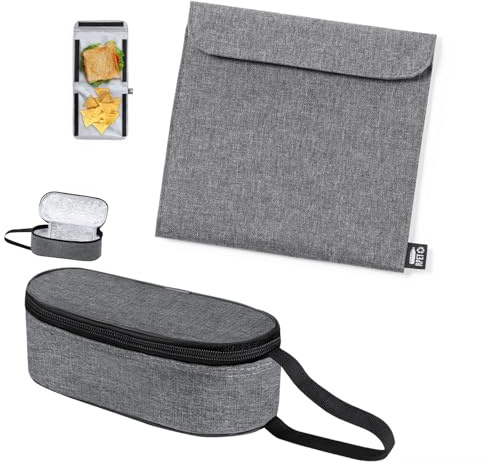 ANDINUS Set de 2 Bolsas Reutilizables – Tela Ecológica Sin BPA, Lavables y Sostenibles – Incluye Bolsa Desplegable y Bolsa Térmica Multifuncional para Alimentos, Medicinas y Objetos Personales