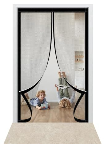 Zanzariera Magnetica Porta Finestra 201 x 215 cm Anti Insetti Traspirante Zanzariera con Magneti Nessun Attrezzo Richiesto Adatto a Bambini e Animali Domestici, Nero