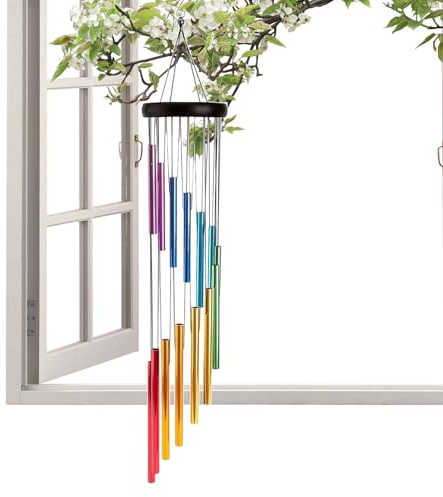 Klangstarke Windspiele | Garten Windspiele Outdoor - 12 Gestimmte Röhren 8,5cm Durchmesser 60cm Länge Wasserdicht Klangspiel Für Balkon Haustür Terrasse