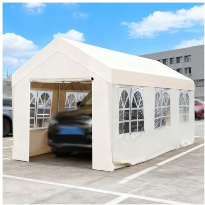 Tenda Da Garage Chiusa, Tettoia Per Auto Resistente Con Struttura In Metallo Per Parcheggio, Ritiro, Feste In Giardino(13x19.7x6.5ft)