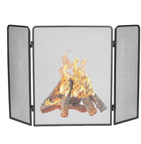 Pare Feu en Maille, Écran de Cheminée, Grille de Cheminée Autoportante, Pare-feu Noir à Panneau Unique, 122 x 80 cm (48 x 31 Pouces)