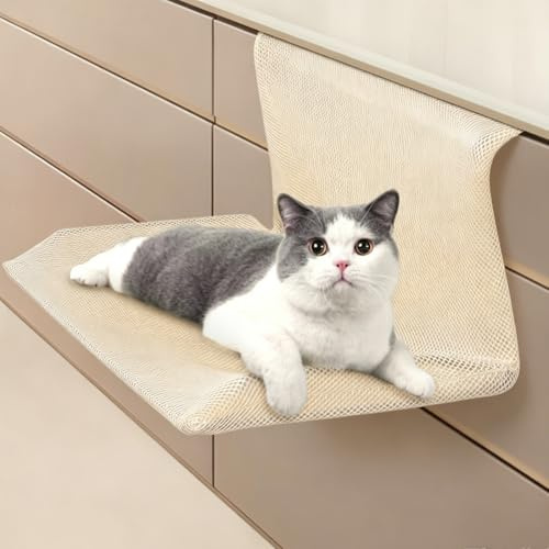 Cama para gatos para calefacción, tumbona calefactora para gatos con funda de felpa acogedora, cama para calefacción, sofá para gatos, cama para calentar gatos, para todos los radiadores (beige)